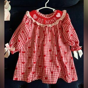 Gingham valentines smocked dress